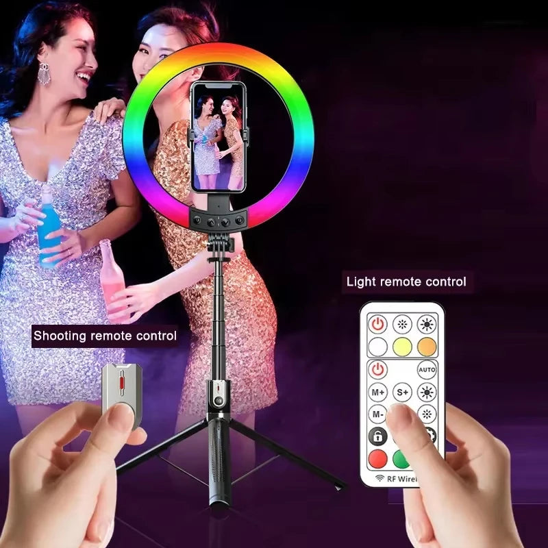RING LIGHT RGB SELFIE WITH 188CM TRIPOD AND REMOTE CONTROL