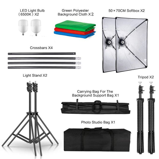 KIT STUDIO 2 SOFT BOX 1 LOMP + BACKGROUND 2/3M