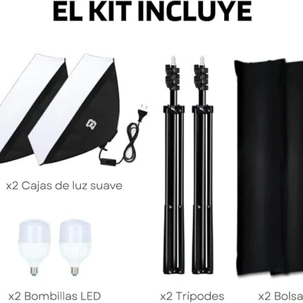 KIT STUDIO 3 SOFT BOX 1 LOMP + BACKGROUND 2/3M