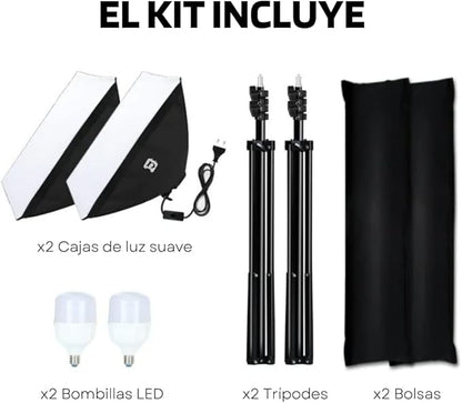 KIT STUDIO 3 SOFT BOX 1 LOMP + BACKGROUND 2/3M