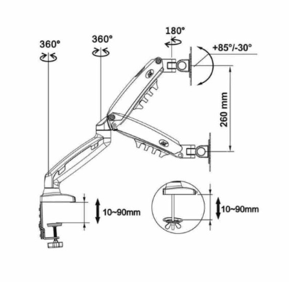 Support Écran NB Ergonomic Model F80 17″–30″