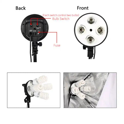 KIT 2SOFTBOX PULUZ 4LOMP