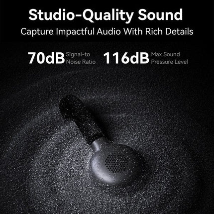 Studio-quality sound speaker with technical specifications on a dark background
