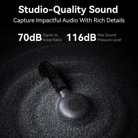 Studio-quality sound speaker with technical specifications on a dark background