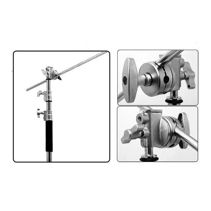 C-STAND PROFESSIONNEL AVEC PERCHE & PIED TORTUE – 3 SECTIONS
